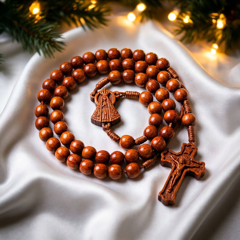 Terço Artesanal de Pau Brasil Nossa Senhora Aparecida